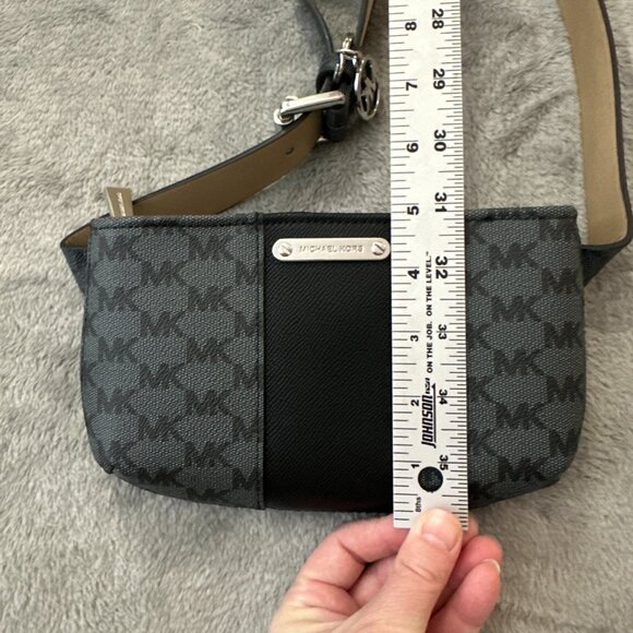 Michael Kors Logo Print Belt Bag Fanny Pack Wallet Purse Gray Black - Picture 6 of 6
